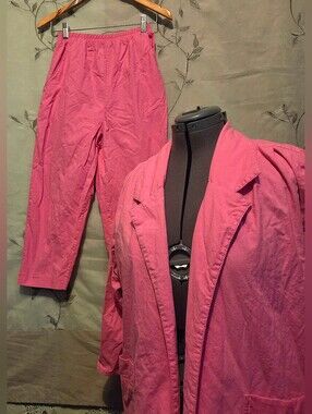 Vintage "Bubble Gum Pink" Women's Tailored Long Shacket & Pants Set